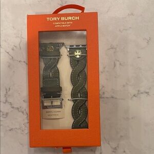 Tory Burch Green Leather Apple Watch Band